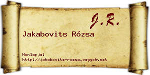 Jakabovits Rózsa névjegykártya